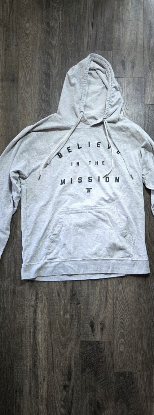 Light Gray Zip-Up Hoodie with 'Believe in the Mission' Graphic Tim Tebow Foundat